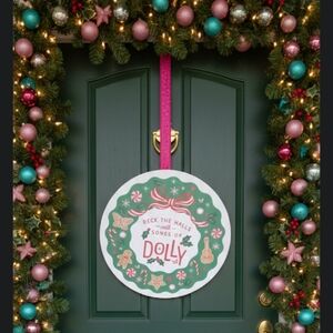 Dollcake Festive Wreath Sign - Green and Red
